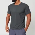 Men's athletic crew neck quick-dry T-shirt in dark grey for sports and casual wear - S / Tops / Dark Gray