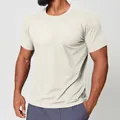 Premium men's athletic quick-dry round neck short sleeve T-shirt in light beige color - Light Apricot