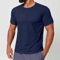 Men's athletic performance crew neck quick-dry short sleeve t-shirt in deep navy blue - Navy Blue