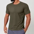 Men's quick-dry athletic sports t-shirt in olive green with crew neck and slim fit - Army Green