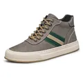 Stijlvolle grijze herensneakers met verborgen verhoging en gestreepte kleurdetails. - Grijs