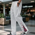 Dettaglio di pantaloni della tuta pesanti grigi da uomo con orlo a quadri - Grigio chiaro