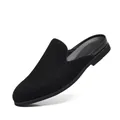 Mules mocassins élégantes en daim noir pour hommes sans talon avec design pratique à enfiler - 39 / Noir