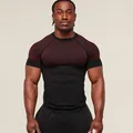 Men's tight athletic fitness t-shirt in black and red textured compression style - M / Tops / Black Red