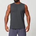 Premium men's sleeveless breathable athletic sports tank top in solid dark grey - S / Tops / Dark Gray
