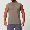 Athletic men's khaki brown sleeveless sports tank top for gym workout and running - S / Tops / Mocha