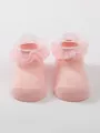 Sweet pink baby boat socks with delicate ruffled lace trim for princess ballet dance style - S (0-6 Months) / Pink