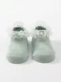 Mint green breathable baby princess socks with elegant white lace ruffles for ballet dance - S (0-6 Months) / Green