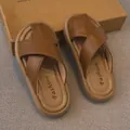Sandalias marrones para niños con correas cruzadas y suela blanda para la playa - 23*15 / Marrón & Amarillo