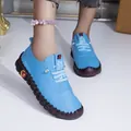 Chaussures plates confortables en cuir souple bleu clair pour femmes avec semelle antidérapante - 35 / Bleu ciel