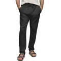 Men's solid black straight-leg casual sweatpants featuring an adjustable drawstring waist - S / Bottoms / Black