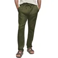 Men's olive green straight-leg sweatpants with drawstring waist for casual wear - Army Green