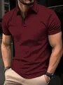 Slim fit men's maroon Polo shirt with black lapel collar and athletic design details. - Burgundy