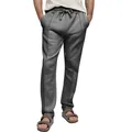 Men's relaxed fit solid gray sweatpants with drawstring waist and straight leg design - Dark Gray