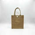 Umweltfreundliche Jute-Tragetasche mit wasserfestem Futter und Knopf. - Knopf-Stil (28x24x10cm)