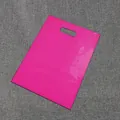 Vibrant hot pink PE plastic shopping bag with die-cut handle for retail and gifts - 15*20cm / Rose Red