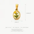 Elegante ciondolo in acciaio inossidabile placcato oro 18K con motivo a tulipano - Ciondolo Tulipano Ovale