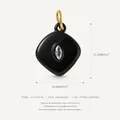 Ciondolo quadrato minimalista in smalto nero con cristallo marquise e placcatura oro PVD - Ciondolo in Zirconia Nera