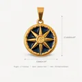 Elegante ciondolo a stella in acciaio inossidabile placcato oro con smalto blu e misure - Ciondolo Sole Tondo