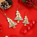 Christmas tree jewelry set with white enamel necklace and matching dangle earrings - White Enamel Christmas Tree Set