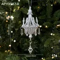 Silberner Kronleuchter Weihnachtsanhänger mit Kristalltropfen für den Tannenbaum - Silber