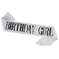 Eleganter silberner Glitzer-Geburtstags-Schärpe mit schwarzem Text für Party-Deko - Silber GIRL