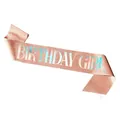 Roségoldene Glitzer-Schärpe mit holografischem Birthday Girl Text für Geburtstagsparty - Roségold Holografisch GIRL