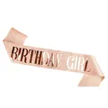 Roségoldene Glitzer-Geburtstagsschärpe mit glänzender Metallfolien-Aufschrift für Partys - Roségold GIRL