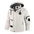 High-quality men's winter thick padded outdoor jacket with hood and waterproof thermal fabric - XS / Tops / White (8899)