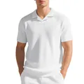 Vue détaillée d'un polo gaufré blanc pour hommes avec coupe décontractée et col ouvert chic - S / Hauts / Blanc