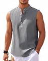 Canotta Henley grigia da uomo con strisce testurizzate e abbottonatura frontale - Grigio scuro