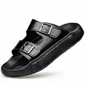 Moderne schwarze Schaumstoff-Sandalen für Herren mit verstellbaren Schnallenriemen - 38 / Schwarz