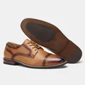 Klassische hellbraune Leder-Derbyschuhe für Herren mit Brogue-Details und rutschfester Sohle - Hellbraun (KD9246)