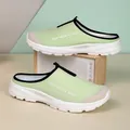 Comfortable light green breathable slip-on mules featuring white soft cushioned soles - 36 / Apple Green
