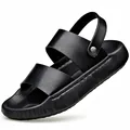Herren Freizeit-Sandalen in Schwarz, leicht mit weicher Sohle und verstellbarem Riemen - 38 / Schwarz
