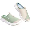 Lightweight breathable light green mesh slip-on mules with white soft sole for unisex - Grass Green