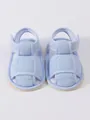 Breathable soft sole anti-slip baby pre-walker sandals in light blue textured fabric - Size 12 Inner Length 11CM / Checkered Blue (NJD009)