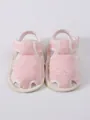 Comfortable breathable pink baby sandals with soft non-slip soles for infants 0-1 year old - Size 12 Inner Length 11CM / Striped Pink (NJD009)