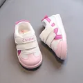 Pink and white toddler breathable mesh walking sneakers with adjustable dual straps - Inner Length 12.5cm / Size 16 / Pink