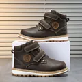 Bottes d'hiver marron pour enfants avec doublure polaire chaude et doubles brides velcro - 23 / Brun Doublé Polaire