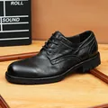 Vintage washed black horsehide leather Derby shoes with Goodyear welted construction - Black