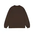 High-quality dark brown crewneck long-sleeve T-shirt with ribbed cuffs - Brown