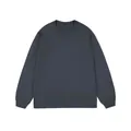 Detailed view of a plain charcoal grey cotton long sleeve T-shirt with ribbed cuffs - S / Tops / Dark Gray