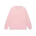 Men's pink long sleeve pure cotton T-shirt with ribbed cuffs and round neck - S / Tops / Pink