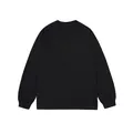 Close-up of a plain black long-sleeved crewneck cotton T-shirt with ribbed cuffs - S / Tops / Black