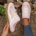 Comfortable pink mesh breathable mule sneakers with suede trim and flat gum sole - 35 / Pink