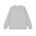 Classic light grey 200g heavyweight cotton long sleeve crew neck T-shirt with ribbed cuffs - Mixed Grey