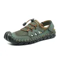 Sandalias de malla transpirable verde oliva para hombre para senderismo y playa - Verde Oscuro Mate