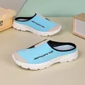 Sky blue breathable mesh slip-on mules with flexible white sole - 36 / Moon Blue