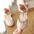 Pink girl's princess shoes with crystal embellishments and bow detail - Size 21 (Inner Length 13.3cm) / Pink